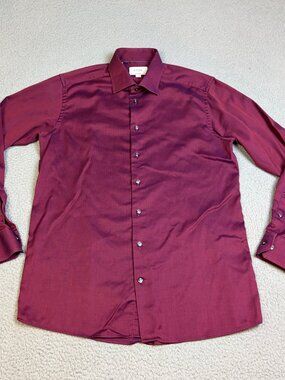 Eton Shirt Mens 42 16.5 Neck Large Red Long Sleeve Button Up Dressy Business